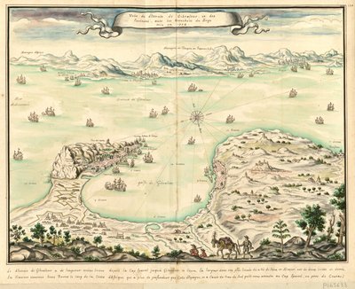Vue du détroit de Gibraltar et des environs, avec les tranchées du siège mis en 1704 - Louis Boudan